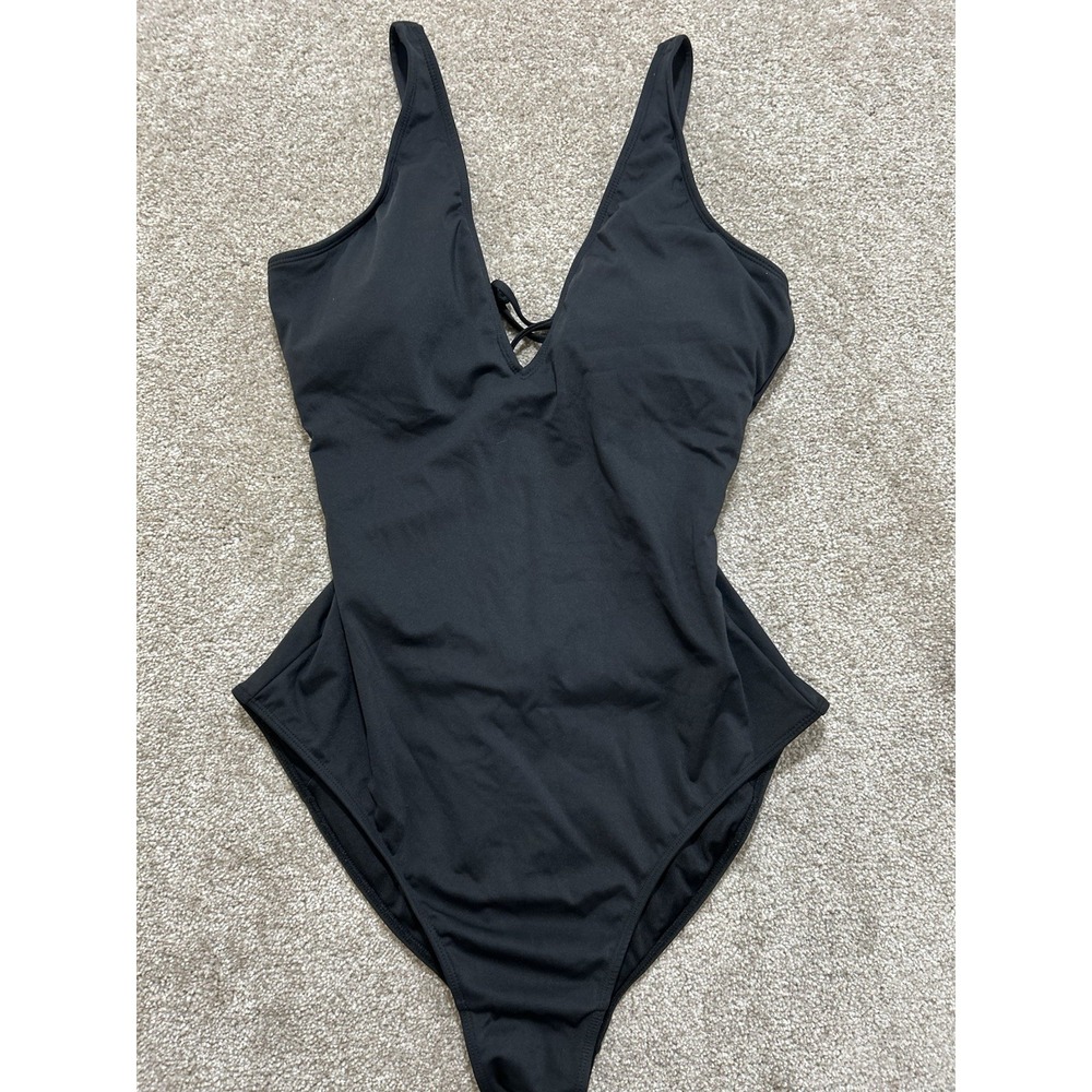 TA3 Women's XL X-Long Plungey Contour Swimsuit Black‎ Long Lace Up Slimming